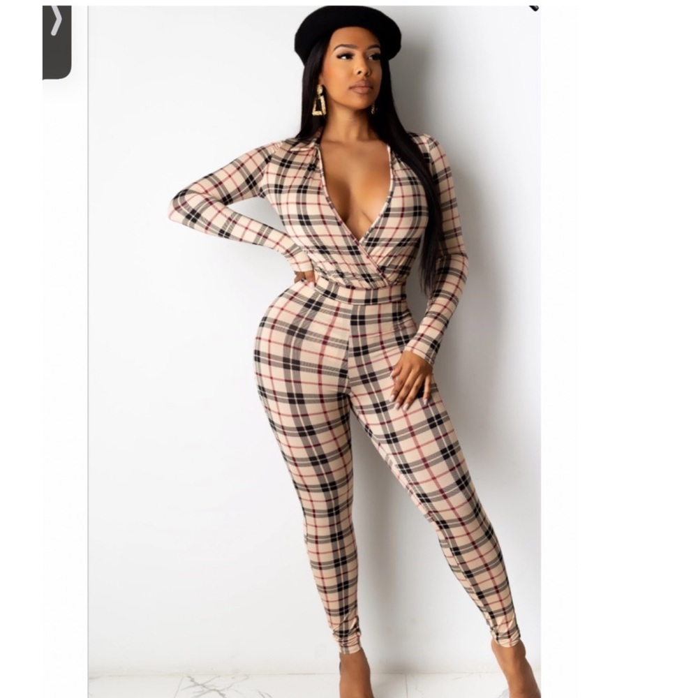Burberry type plaid two piece outfit size medium
